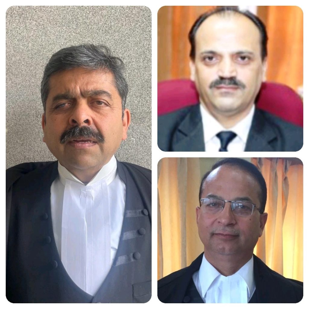 Advocate Ranjan Sharma, Bipin Chander Negi, and Rakesh Kainthla, have been appointed to be the Judges of the High Court of Himachal Pradesh, swearing in ceremony will take place at Raj Bhawan, on 31St. july