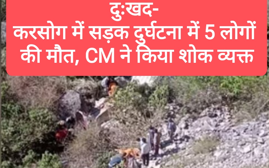 दुःखद- करसोग में सड़क दुर्घटना में 5 लोगों की मौत, CM ने किया शोक व्यक्त