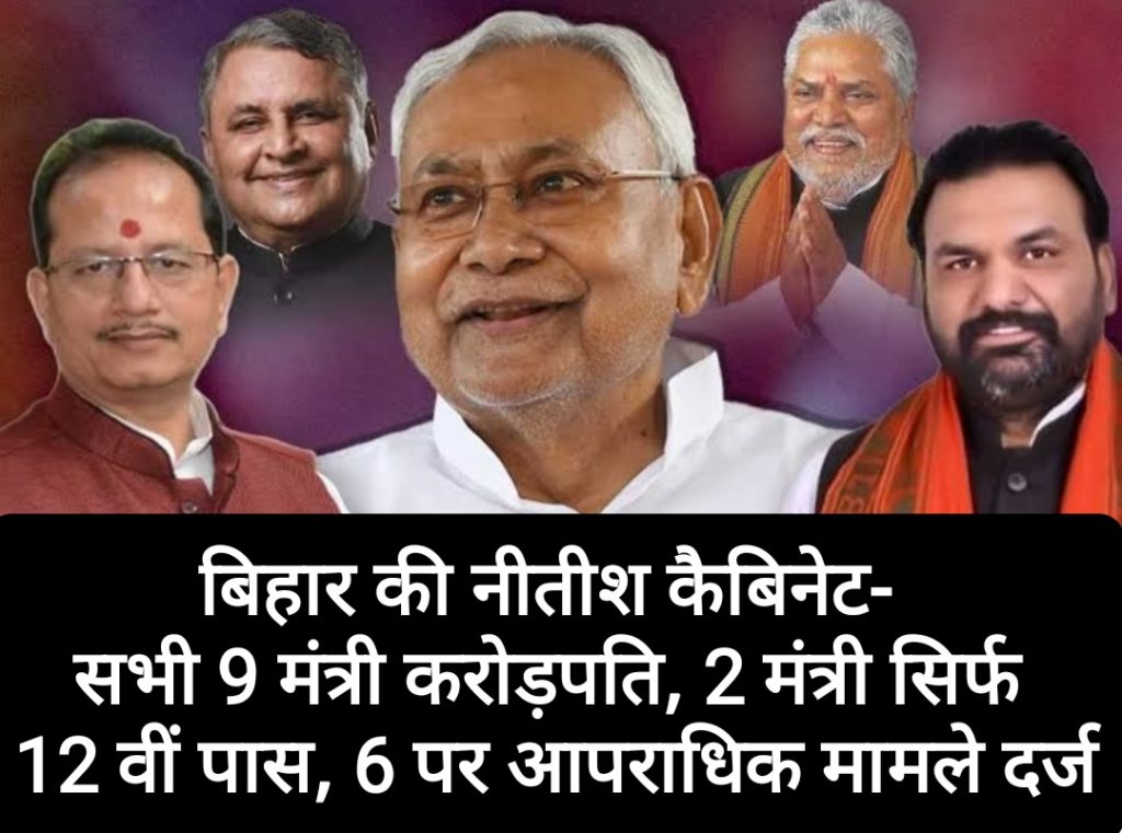 बिहार की नीतीश कैबिनेट- सभी 9 मंत्री करोड़पति, 2 मंत्री सिर्फ 12 वीं पास, 6 के खिलाफ़ आपराधिक मामले
