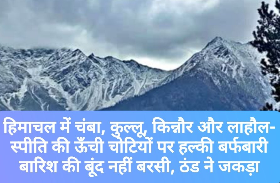 हिमाचल में चंबा, कुल्लू, किन्नौर और लाहौल-स्पीति की ऊँची चोटियों पर हल्की बर्फबारी, बारिश की बूंद नहीं बरसी, ठंड ने जकड़ा