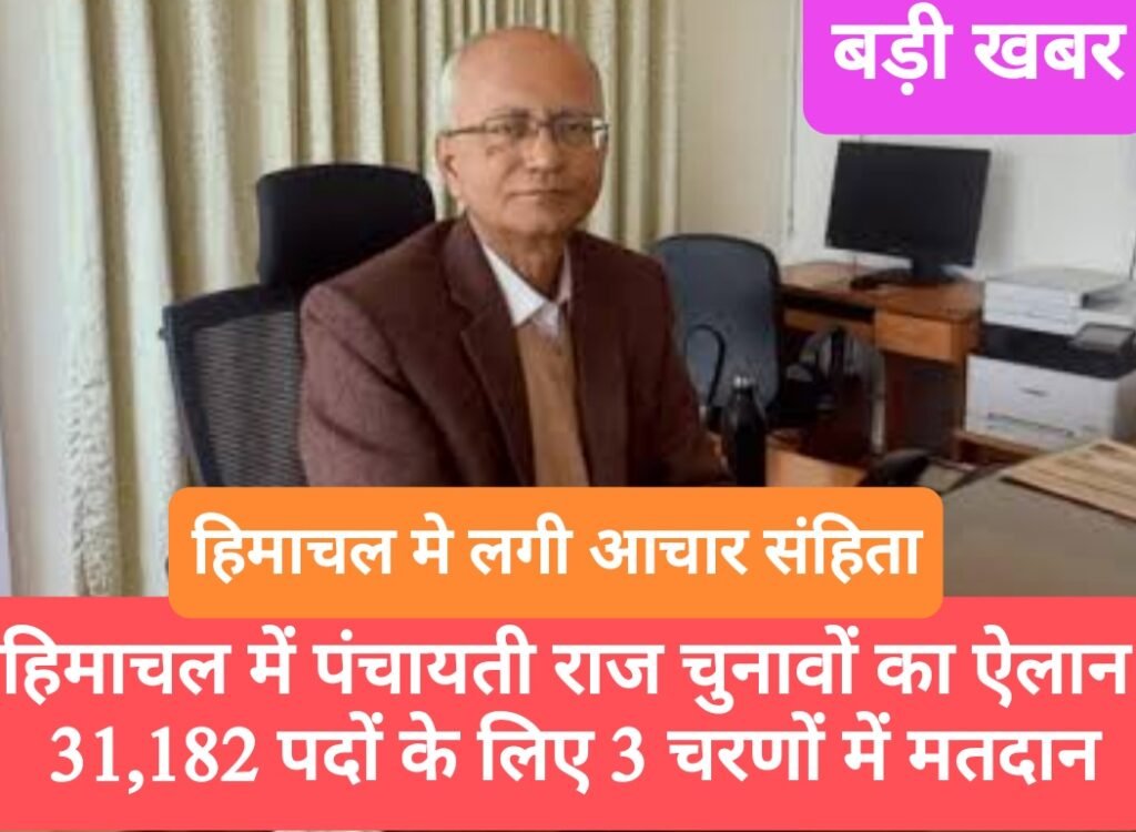 हिमाचल में पंचायती राज चुनावों का ऐलान, 31,182 पदों के लिए 3 चरणों में मतदान